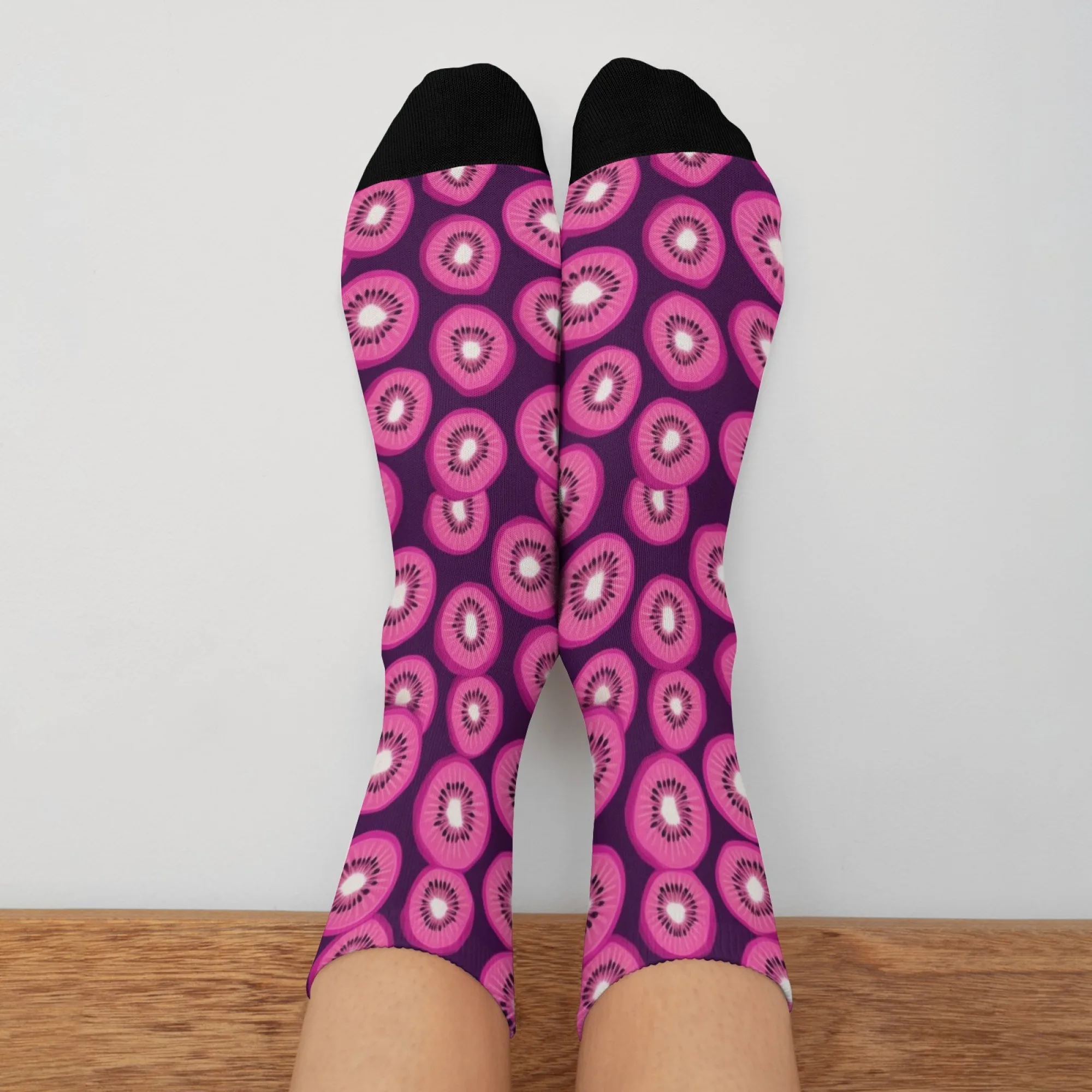 편안한 핑크 키위 과일 양말 패션 슬라이스 디자인 여성용 발목 양말 - 부드럽고 가벼운 통기성 재미있는 캐주얼 양말