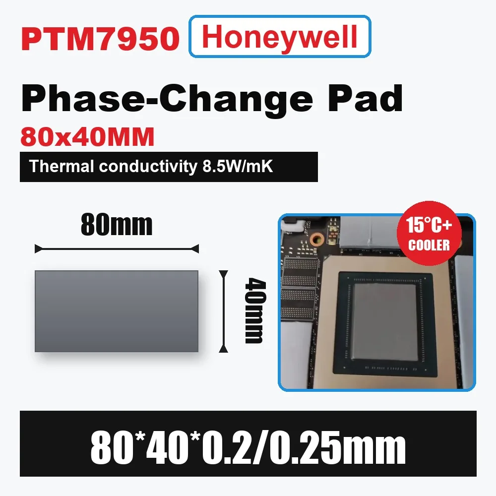 8.5W Origin Honeywell PTM7950 0.2/0.25mm Termopad z efektem zmiany fazy 40x40 80x40mm Termopad do laptopa/CPU/GPU Radiator Pasta termoprzewodząca — zdjęcie produktu 7
