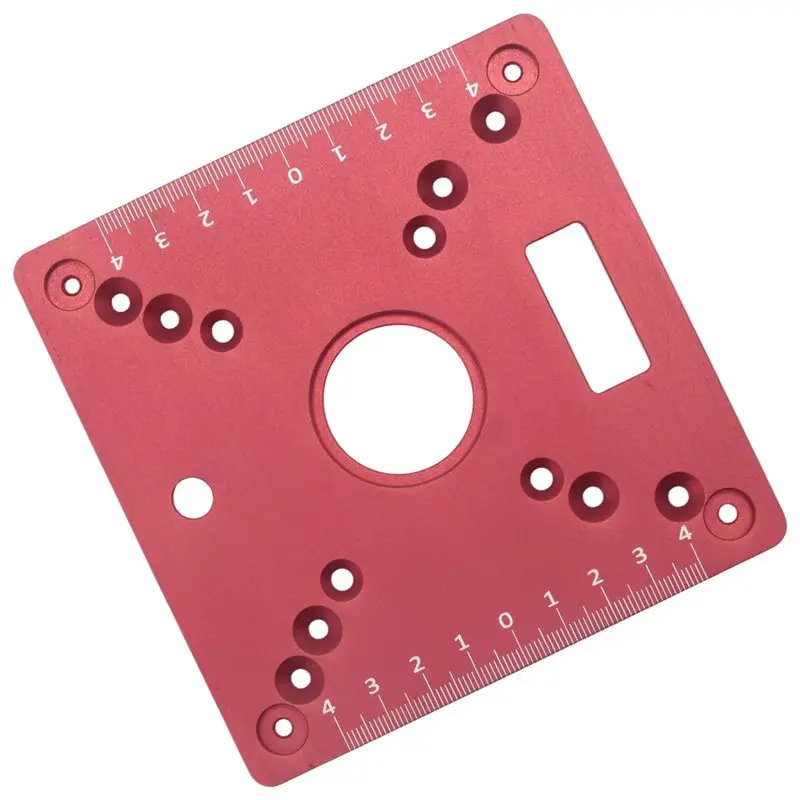 AC88-1 PCS Router Table Insert Plate,Mini Square Woodworking Bench Router Flip Plate Red Aluminum Alloy