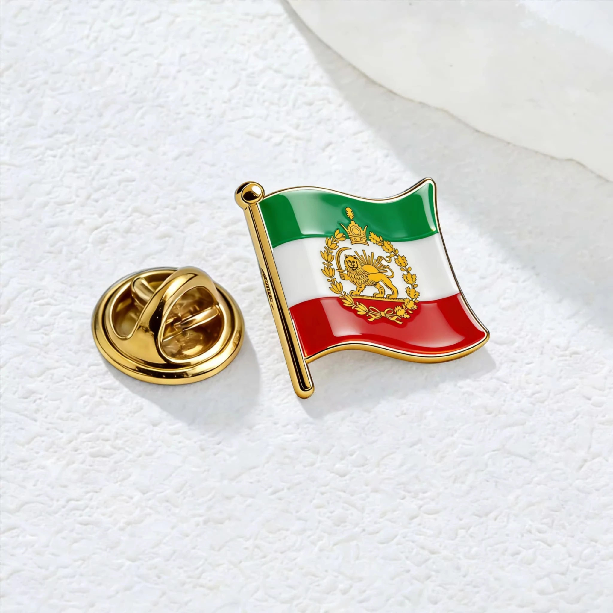 

CoolTime Historical Iran Flag Lapel Pin Persian Empire Map Brooch Lion & Sun Flag Collectible Pin with Caspian Sea Persian Gulf