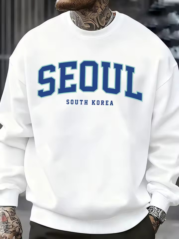 서울 프린트 스웨트셔츠 착용 예시