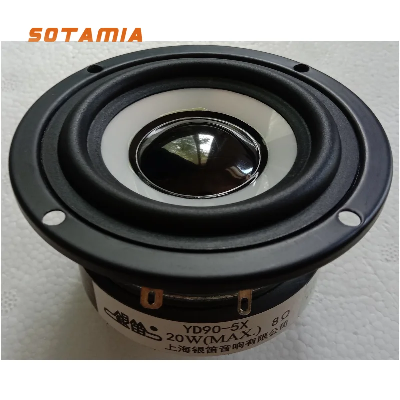 SOTAMIA 1pcs 3 Inch Mid Bass Speaker 4/8 Ohm 20W Rubber Edge Injection Molding PP Basin Speaker Car Three Way Frequency Speaker