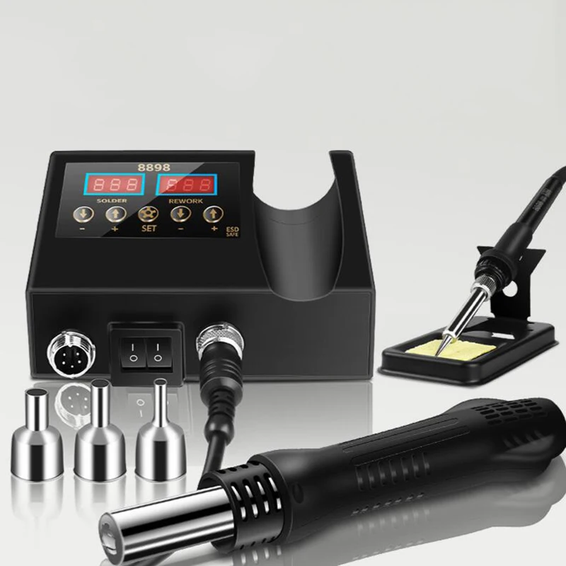 SMD Rework Soldering Station  2 in 1 Soldering Iron Portable Hot Air Gun Eruntop  8898