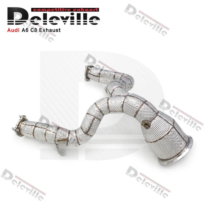 Performance Exhaust Downpipe For Audi A6/A7 C8 3.0T 2019-2023 Escape Accessories Heat Shield Stainless Steel Downpipe - view 6