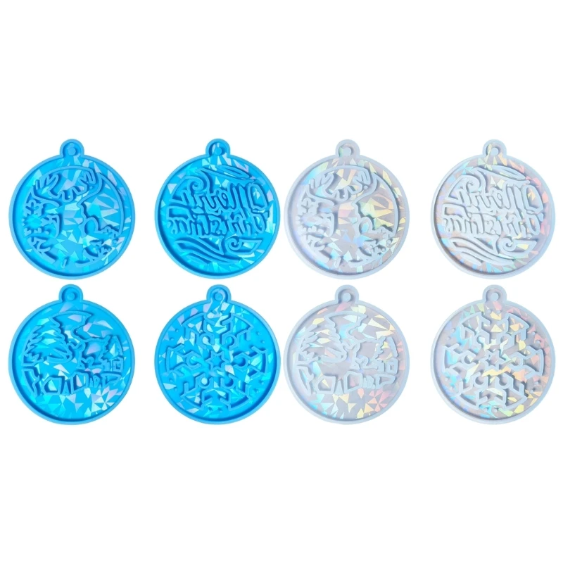 Pack of 4 Creative Christmas Tree Ornament Resin Mould Silicone Hanging Pendant Mold Home Decorations Crafting Mould R3MC