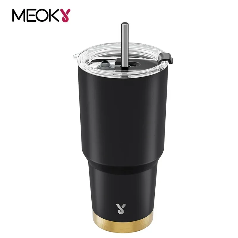 

Meoky 30oz Cup Vacuum Insulated Tumbler With Lid Stainless Steel Tumbler Black LeakProof Coffee Mug Juice Milk Tea Cup Drinkware