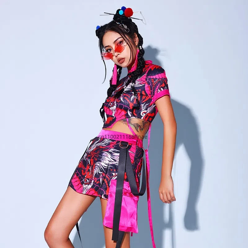 ملابس رقص الجاز الإناث الكبار الصين شيك الجاز المرحلة زي الرقص الكوري المرأة فرقة أداء الهيب هوب زي مجموعة