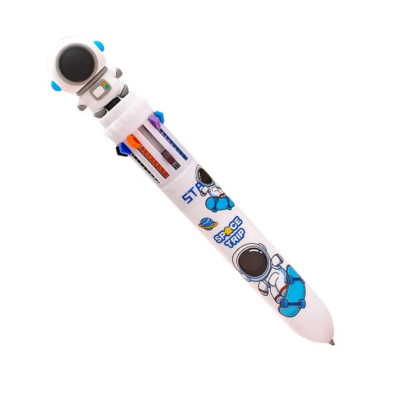 

Ballpoint Pens Assorted Colors 10-in-1 Cartoon Astronaut Ball Pen 0.5mm Retractable Ink Press Type Pen For Writing Journaling