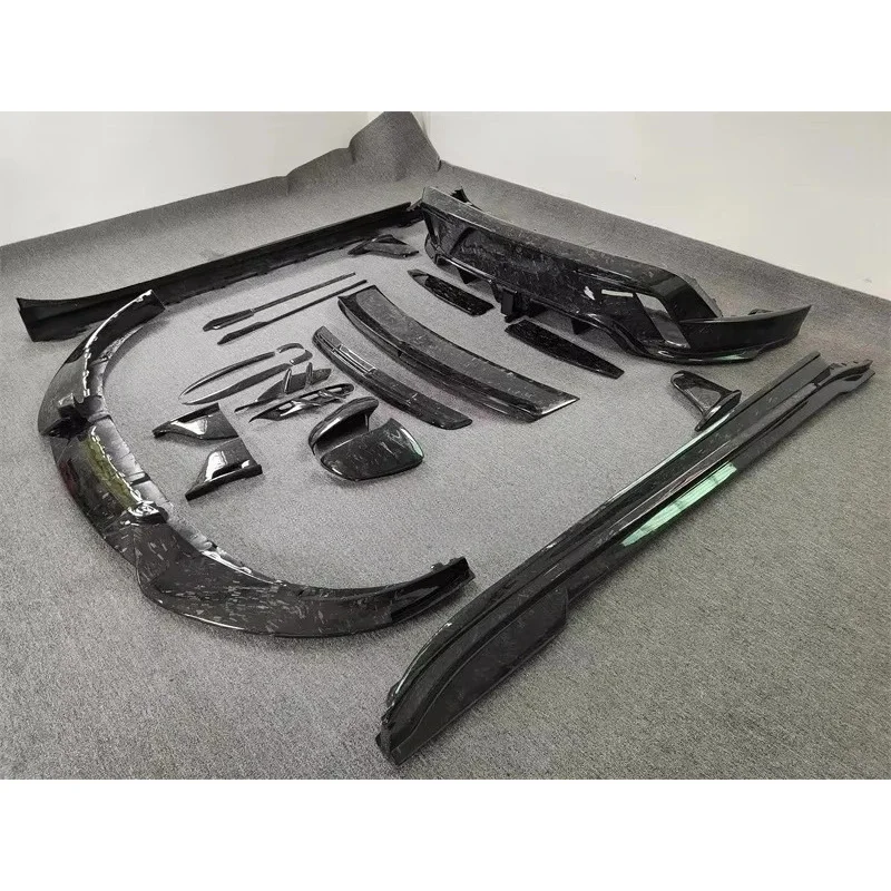 M Style Forged Grain Dry Carbon Fiber Front Bumper Edge Side Skirts Rear Diffuser air Knife Body Kit for Taycan 2020
