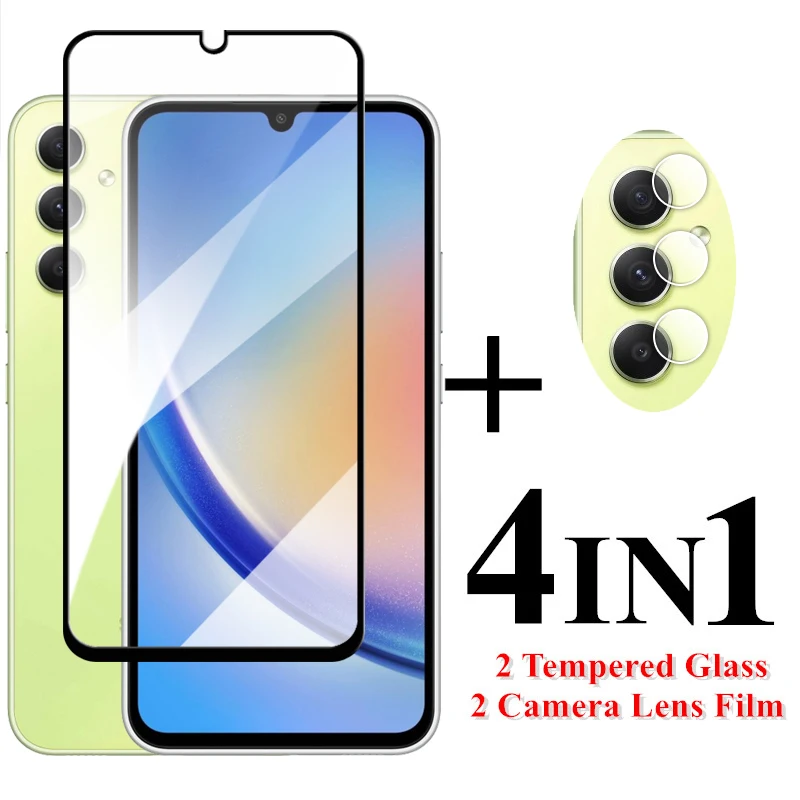 For Samsung Galaxy A34 5G Screen Protector 6.6 inch Full Cover Glass For Samsung A34 Tempered Glass Galaxy A34 Camera Lens Flim