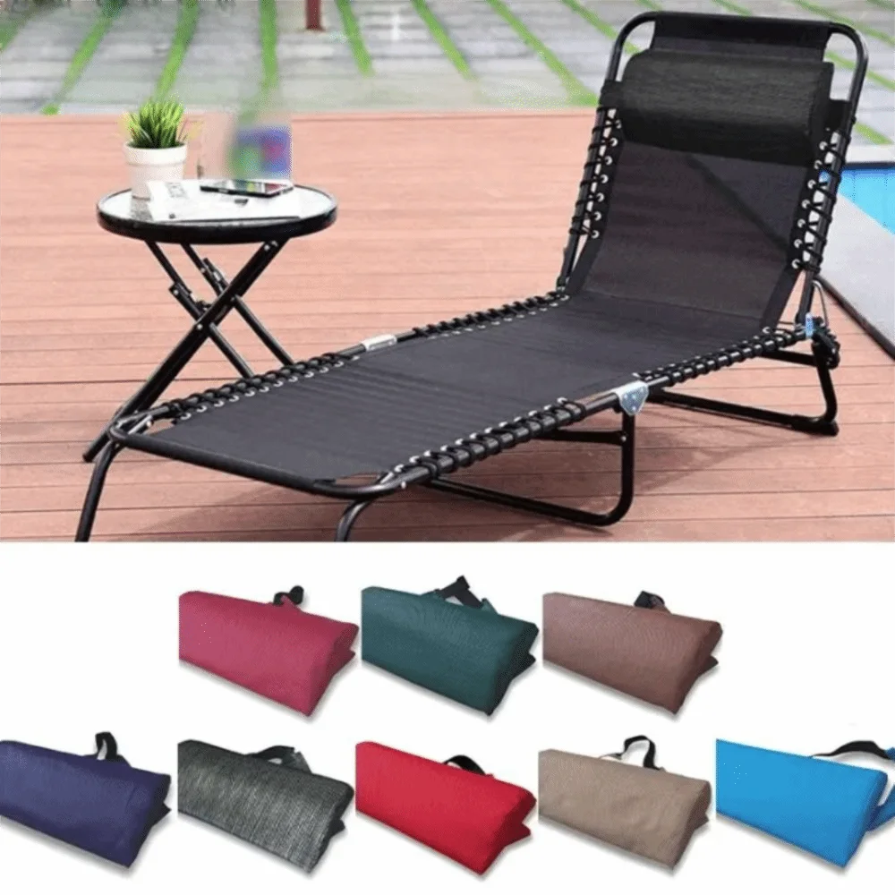 Elastic Band Beach Lounger Neck Pillow Removable Cover Ergonomic Curve Folding Chair Head Support Lightweight Sponge Filling