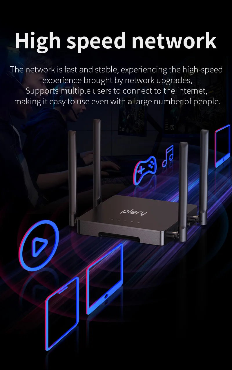 

Plery 300Mbps 4G Router CAT4 LTE Router Nano SIM Card 4G To Wired/WIFI WIFI4 Wireless Router 4*5dBi Antennas Type-C/DC Power