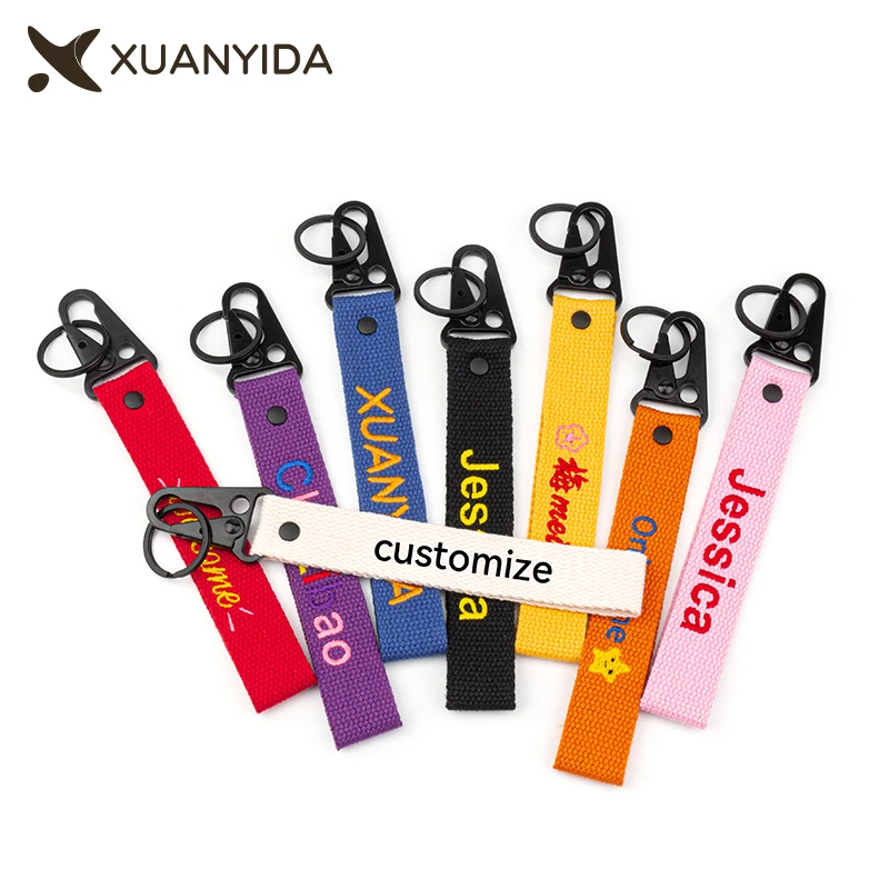 Custom Embroidered Key Chain Lanyard For Car Motorcycle Keys Holder Keychain Personalised Tag Keyring Custom Name Phone Number