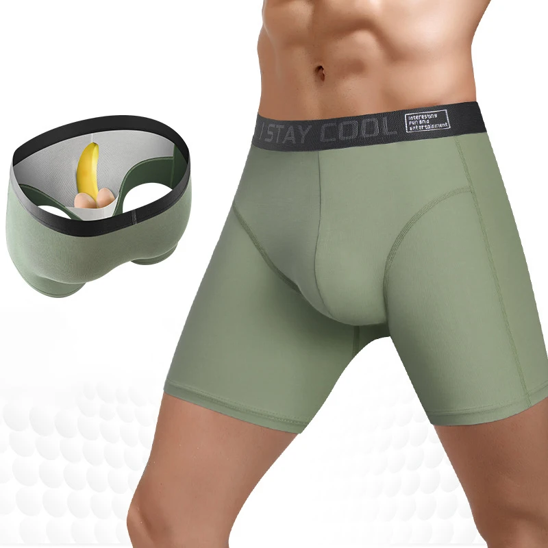 

Men Middle Length Modal Soft Boxer Shorts Large Size Breathable Underpants Male Elastic U Bulge Pouch Extended Underwear Panties