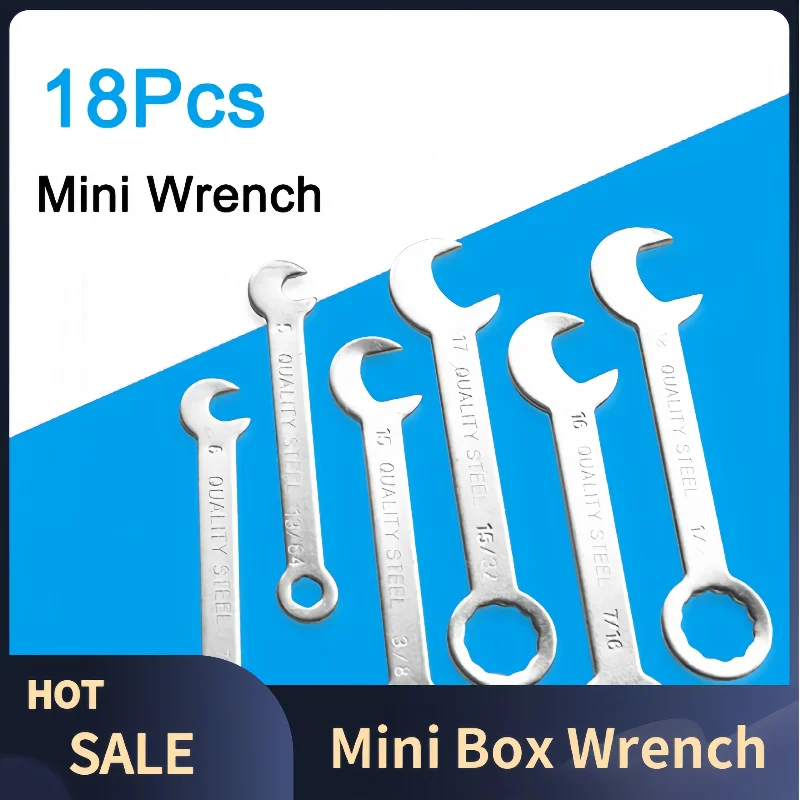 

18Pcs 1-18mm Mini Ratchet Box Wrench Set Open Dual-Purpose Combination Ratchet Wrench Portable Spanner Car Repair Hand Tools