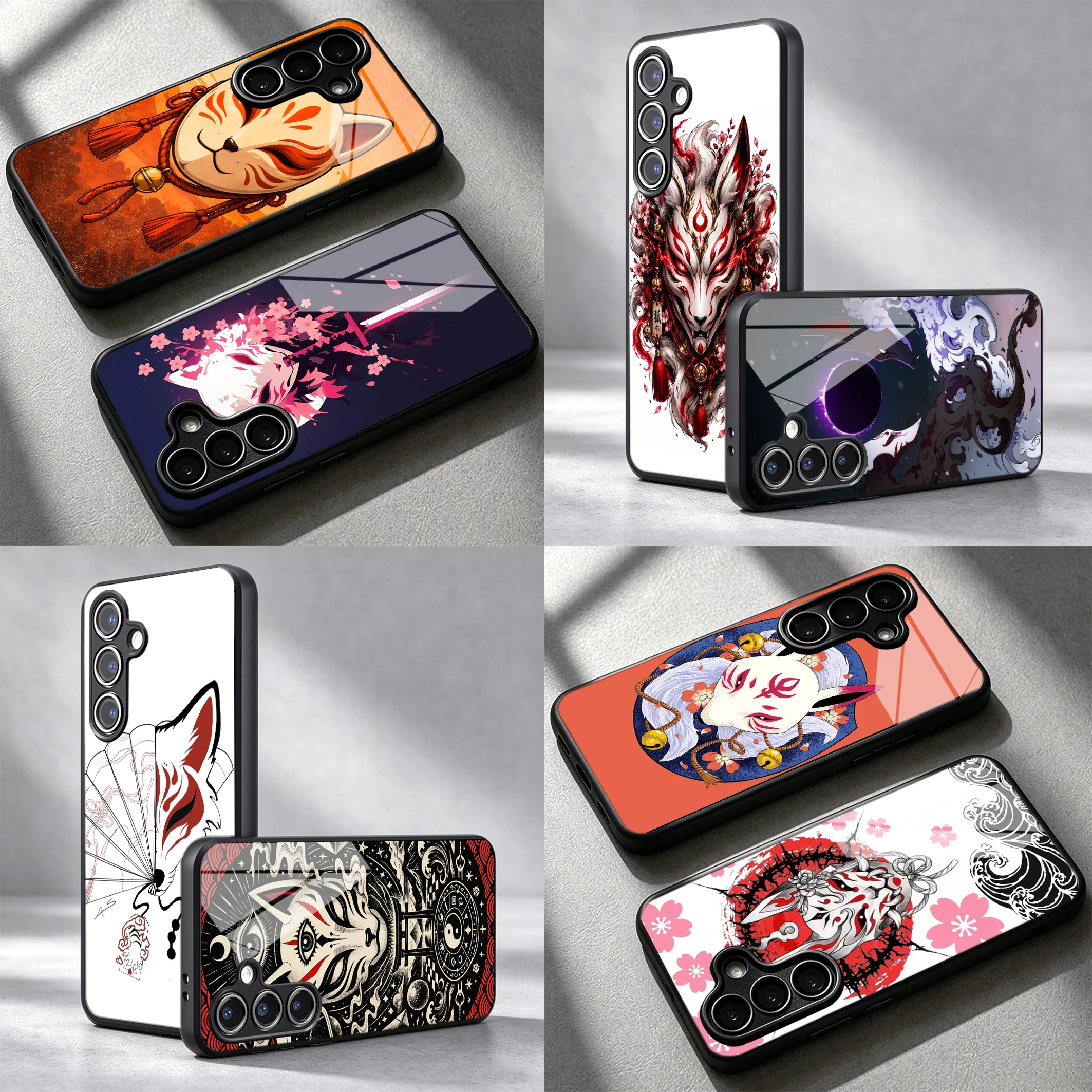 Japanese Kitsune Phone Case For Samsung A54 A53 A52S A34 A33 A32 A24 A23 A22 A14 A13 A04S A03S M54 M53 M52 M34 M62 A02S A12 A42