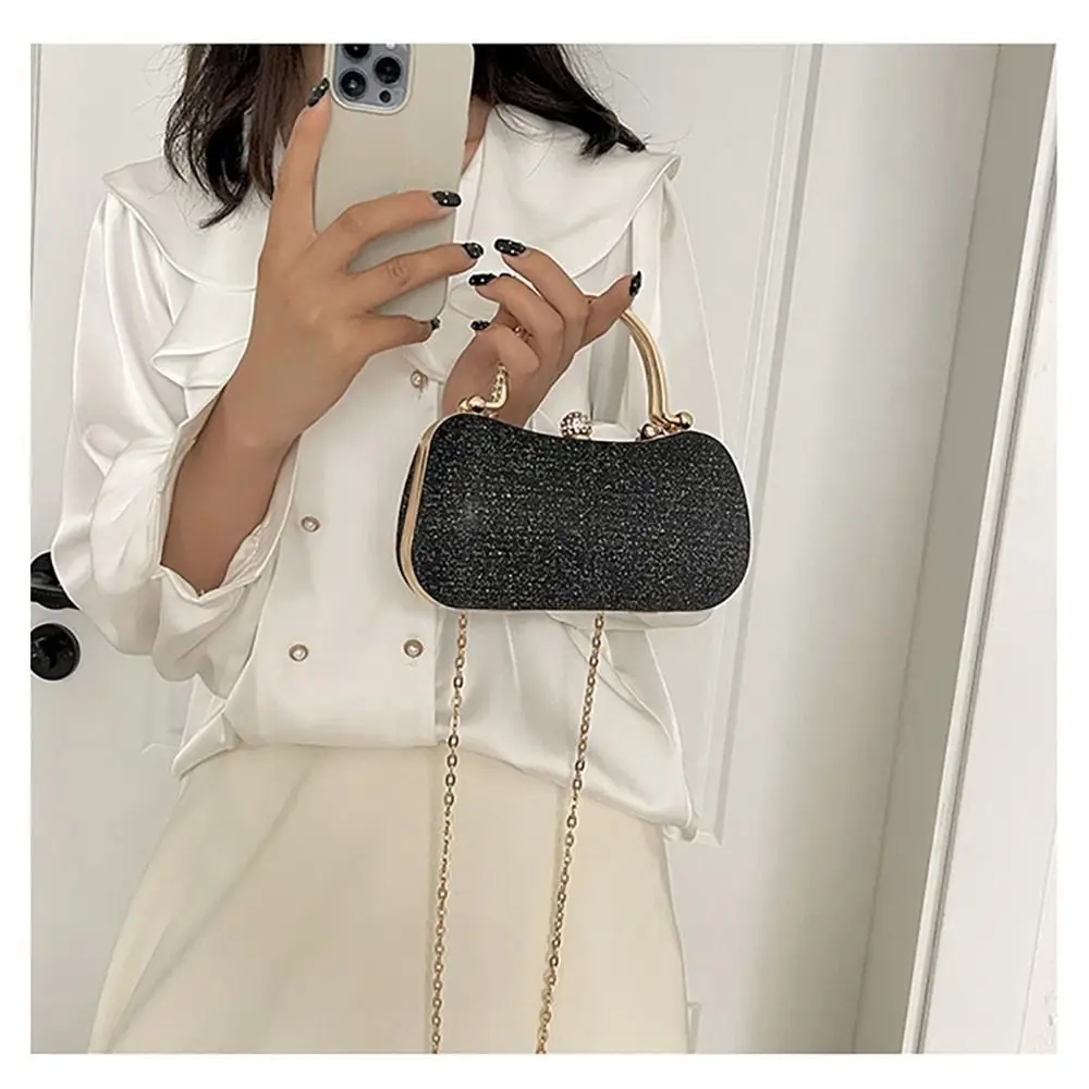 

1Pcs New Clutch Bag Evening Bag Dinner Bag Egg Shape Chain Purse Rhinestones Beaded Women Handbags for Wedding Party