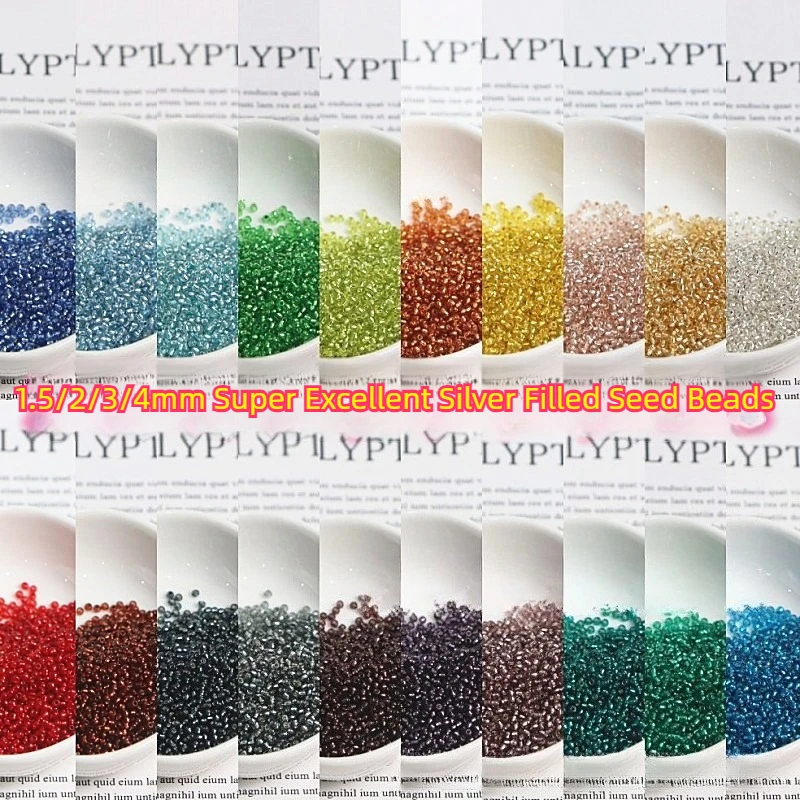 Super Excellent  Filling Silver Glass Seed Beads 1.5/2/3/4mm Uniform Size for Handmade DIY Beaded Trinkets Accessories