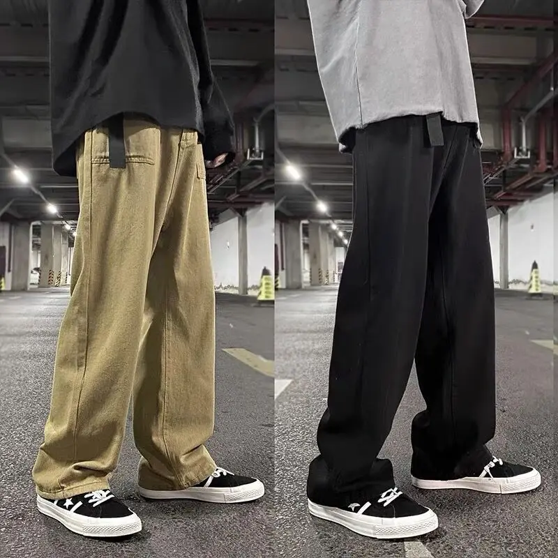 2024 Spring New Baggy Pants Japanese Korean Trendy Vintage Straight-leg Casual Cargo Pants Hip Hop Streetwear Men Clothing Y2k