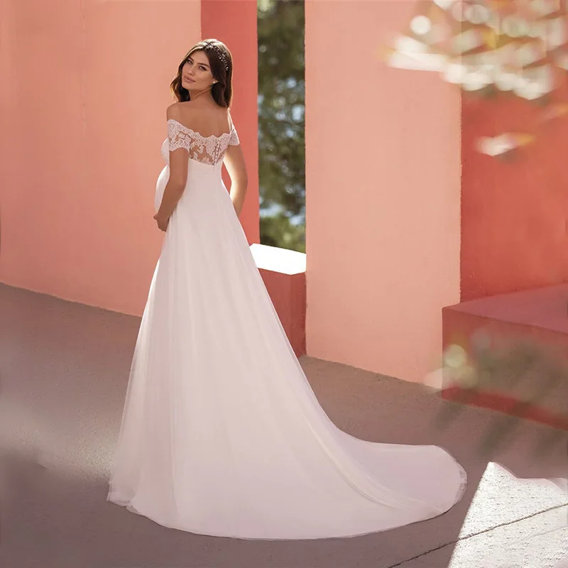White Mesh Bridal Gown Maternity Photo Dress Fashion Pregnant Women Wedding Dress Long Skirt Photography Portrait Studio Clothes