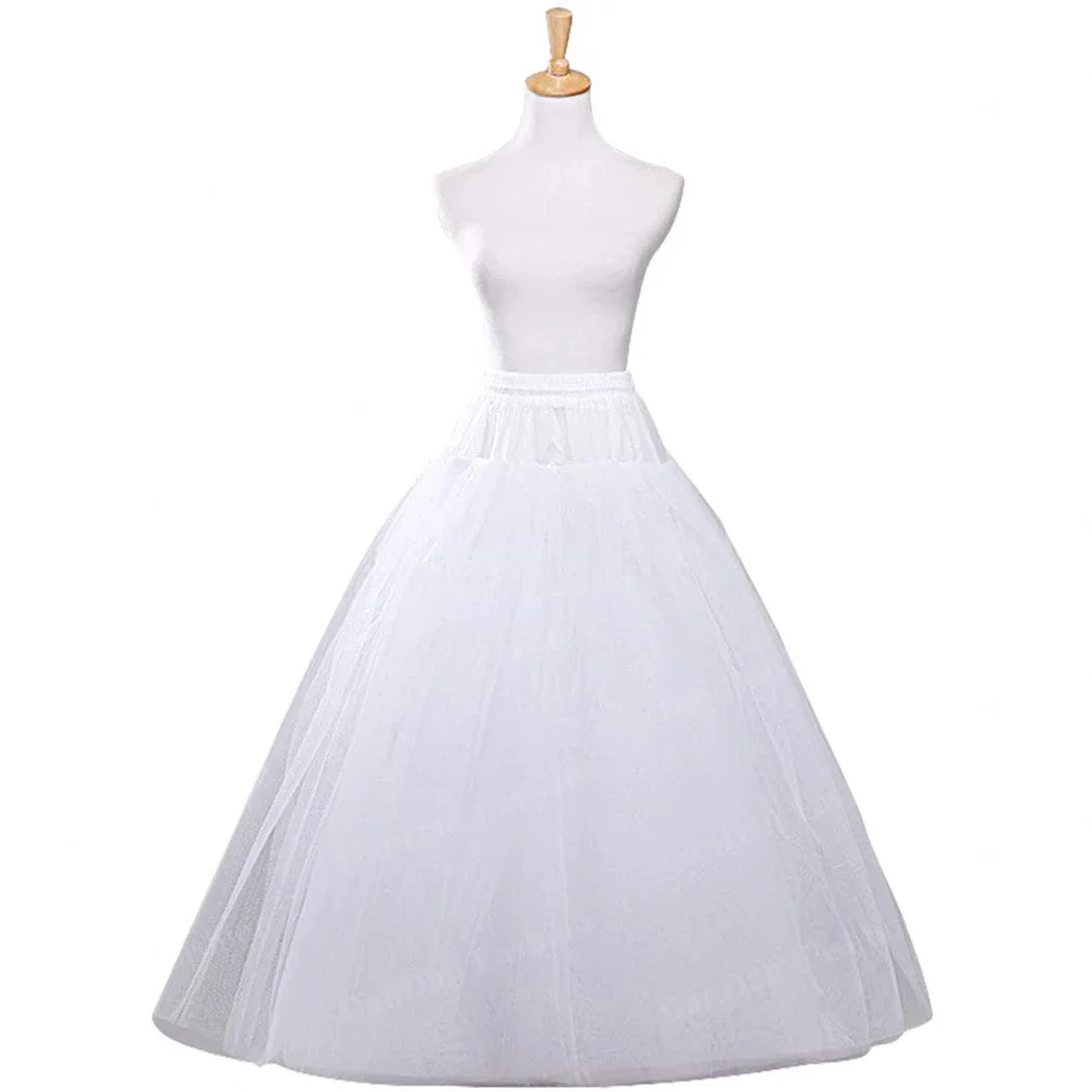 

A-line Hoopless Petticoat Crinoline 3 Layers White Underskirt Slips for Wedding Dresses