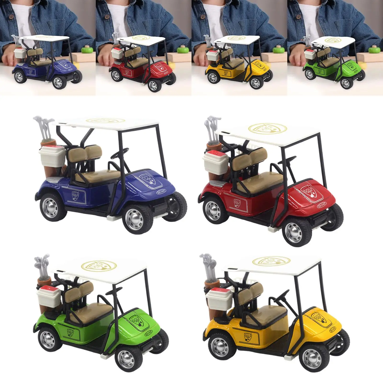 Golf Cart Skulptur Ornament Legierung Zurückziehen Action Cart Golf Cart Modell für Jungen Mädchen Kuchen Topper Golf Liebhaber Kinder Geschenke