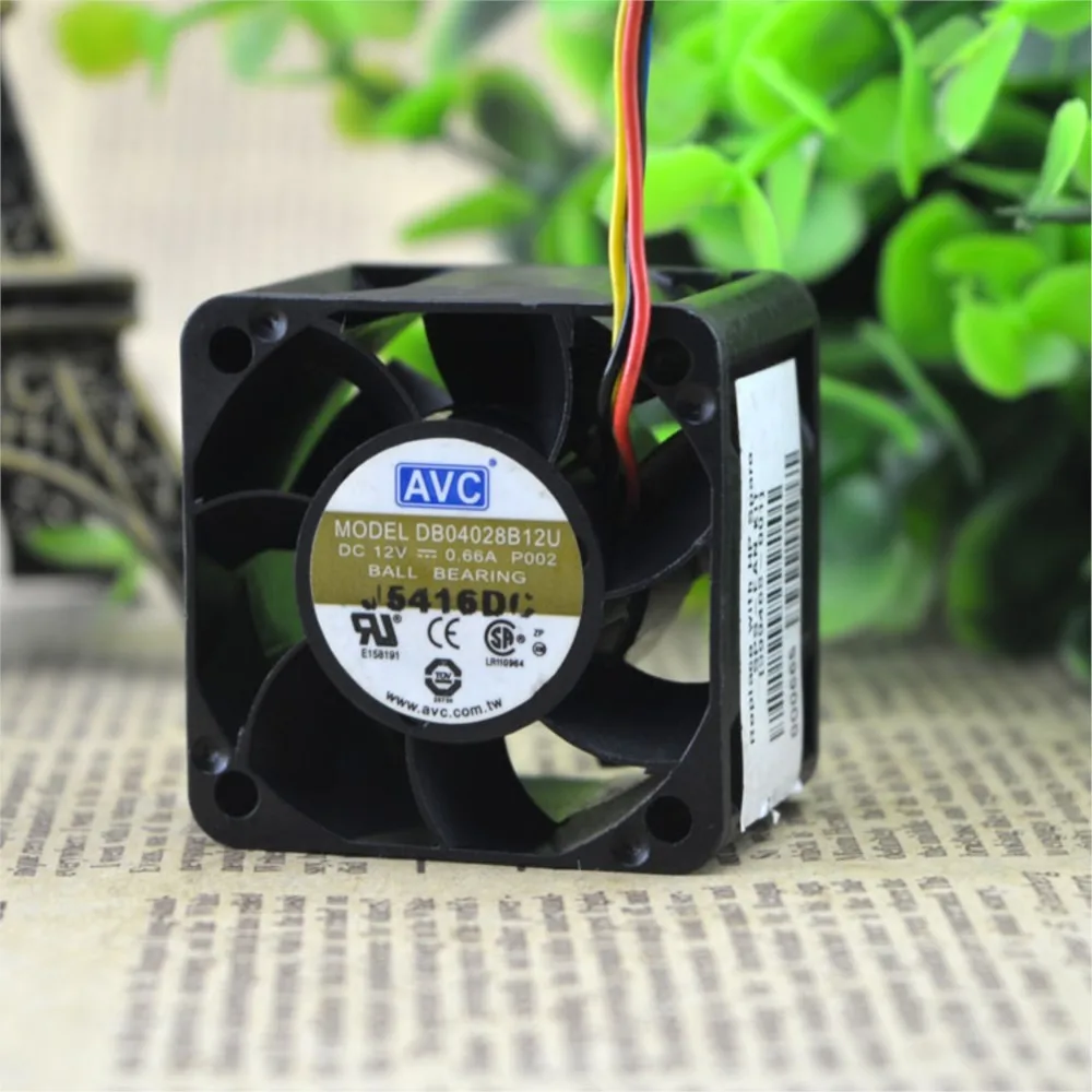 For AVC Db04028b12u 40mm Fan 4028 12v 0.66a 4cm 4-Wire PWM Server High Speed Axial Cooling Fan 40mm X 40mm X 28mm