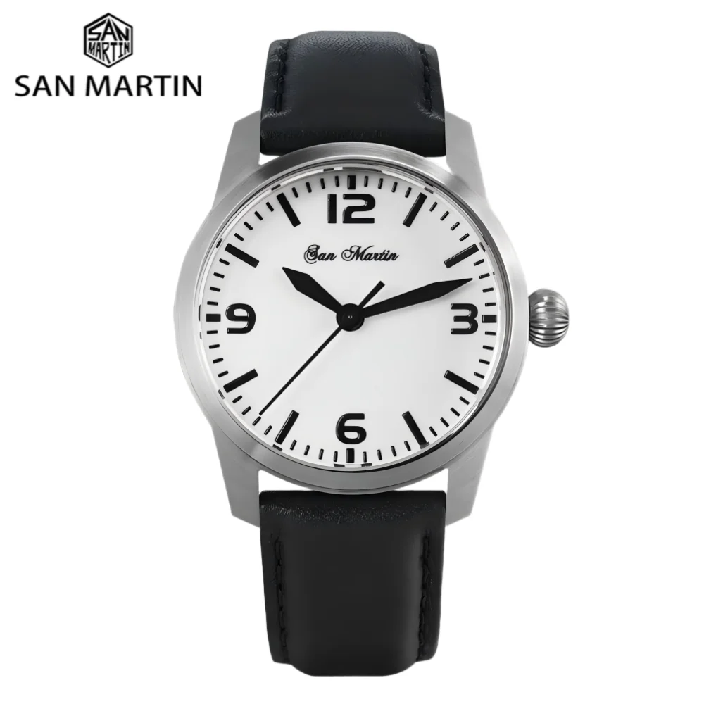 

San Martin 38 мм YN55 Механические автоматические часы Водонепроницаемые часы-пилот Наручные часы Светящаяся ниша Montre 10Bar SN0022