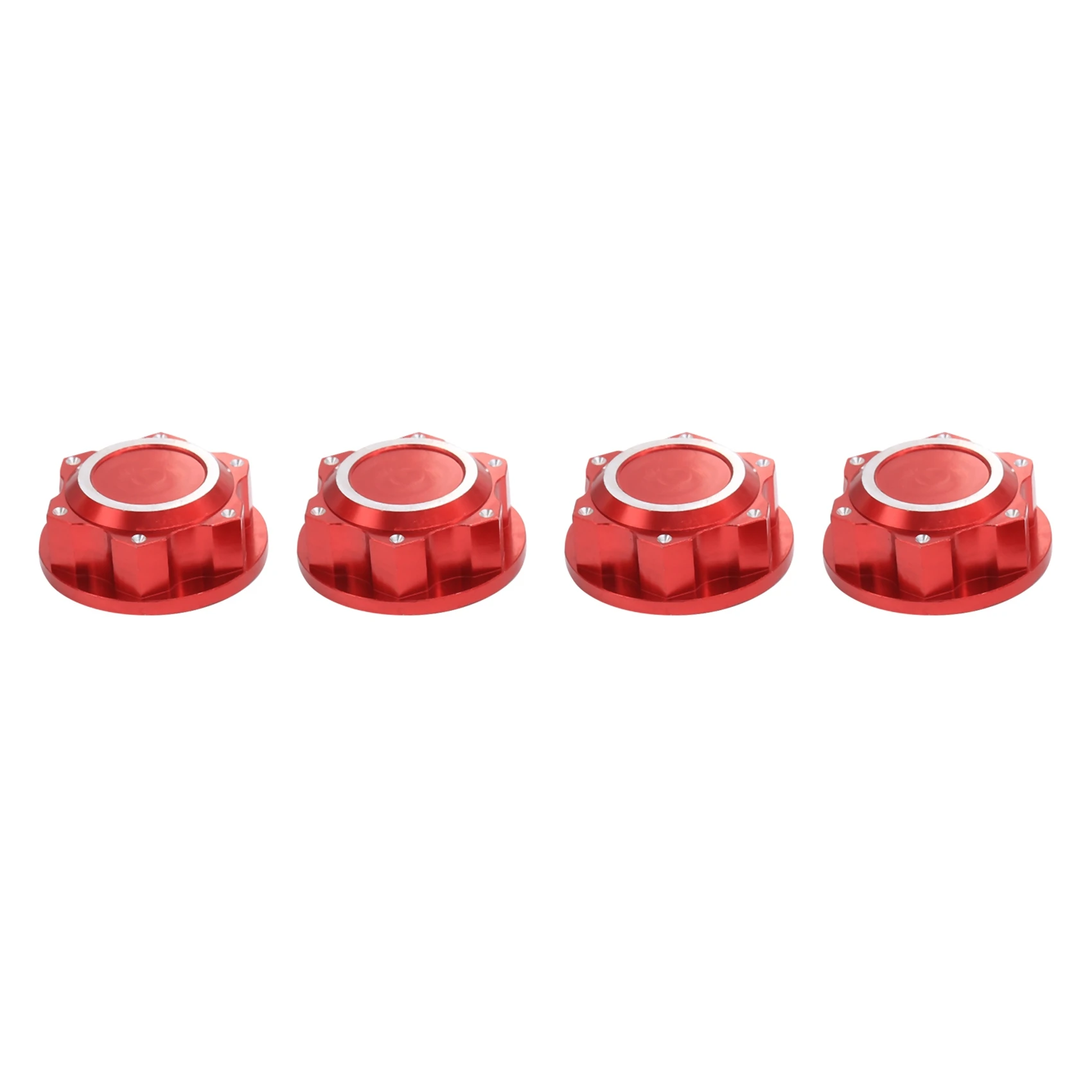 4Pcs Aluminum 24mm Hex Wheel Nuts Wheel Hub Cover Dustproof Anti-Skid for Arrma 1/5 KRATON 8S OUTCAST 8S RC Car,Red