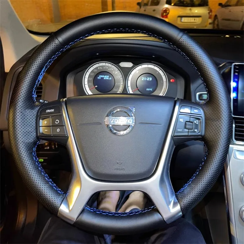 

Hand Stitched wear resistant non-slip Genuine Leather Car Steering Wheel Cover For Volvo S80 2010 XC70 2011 XC60 2010-2013