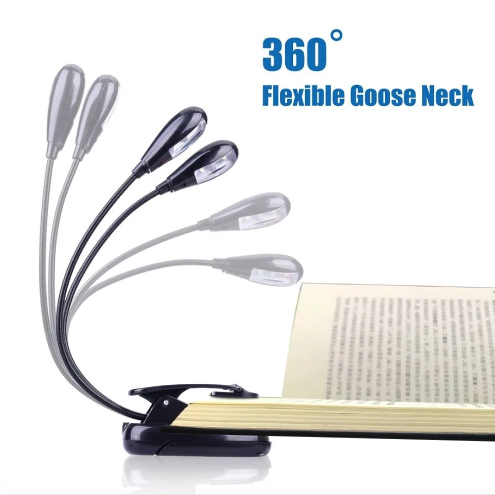 2Pcs Music Stand Light Clip on LED Book Lights Dual Arm Reading Lights for Books in Bed 360 Degree Adjustable Clip