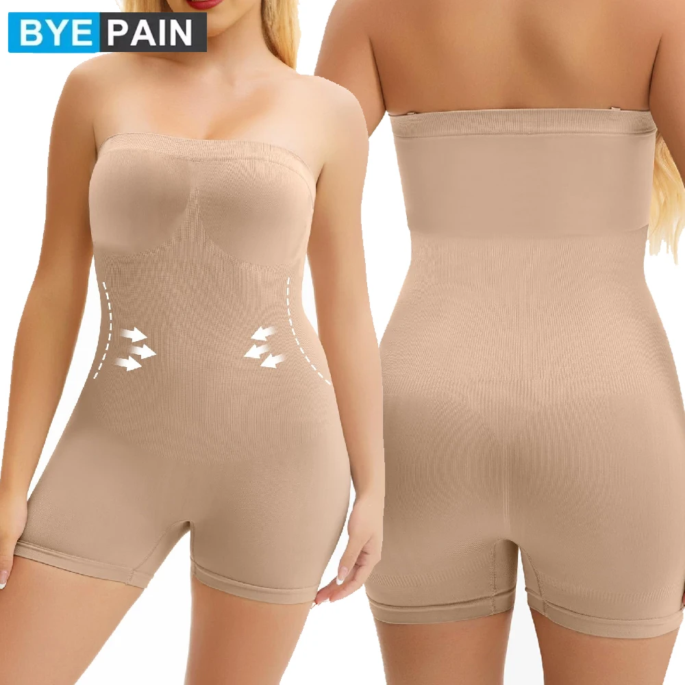 1PCS Womens Seamless Strapless Bodysuit Tummy Control Butt Lifter Mid Thigh Slim Sculpt Body Shaper Shapewear Jumpsuit
