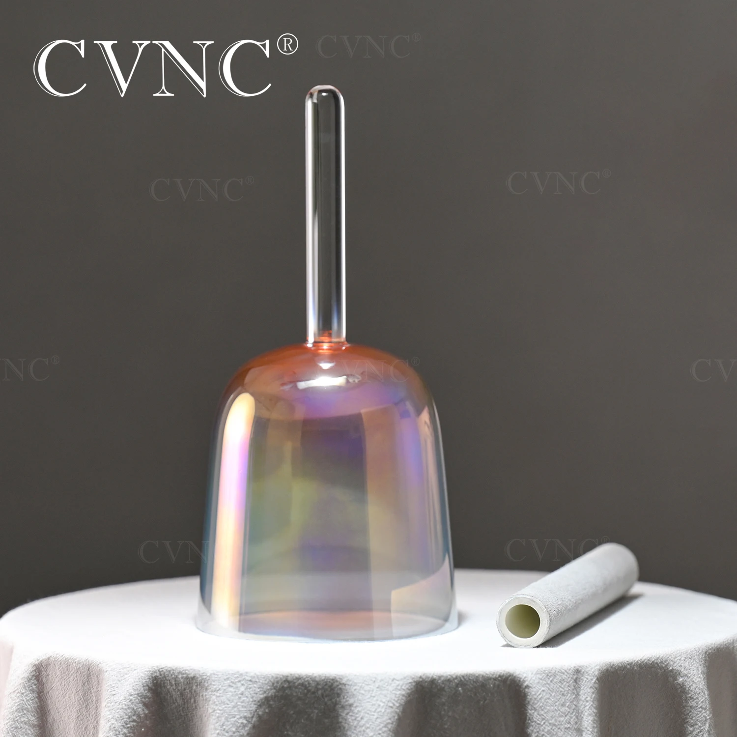 

CVNC 6 Inch Chromatic Haze Handle Crystal Singing Bowl With Carrier Bag For Chakra Sound Healing and Meditation Stress Relief