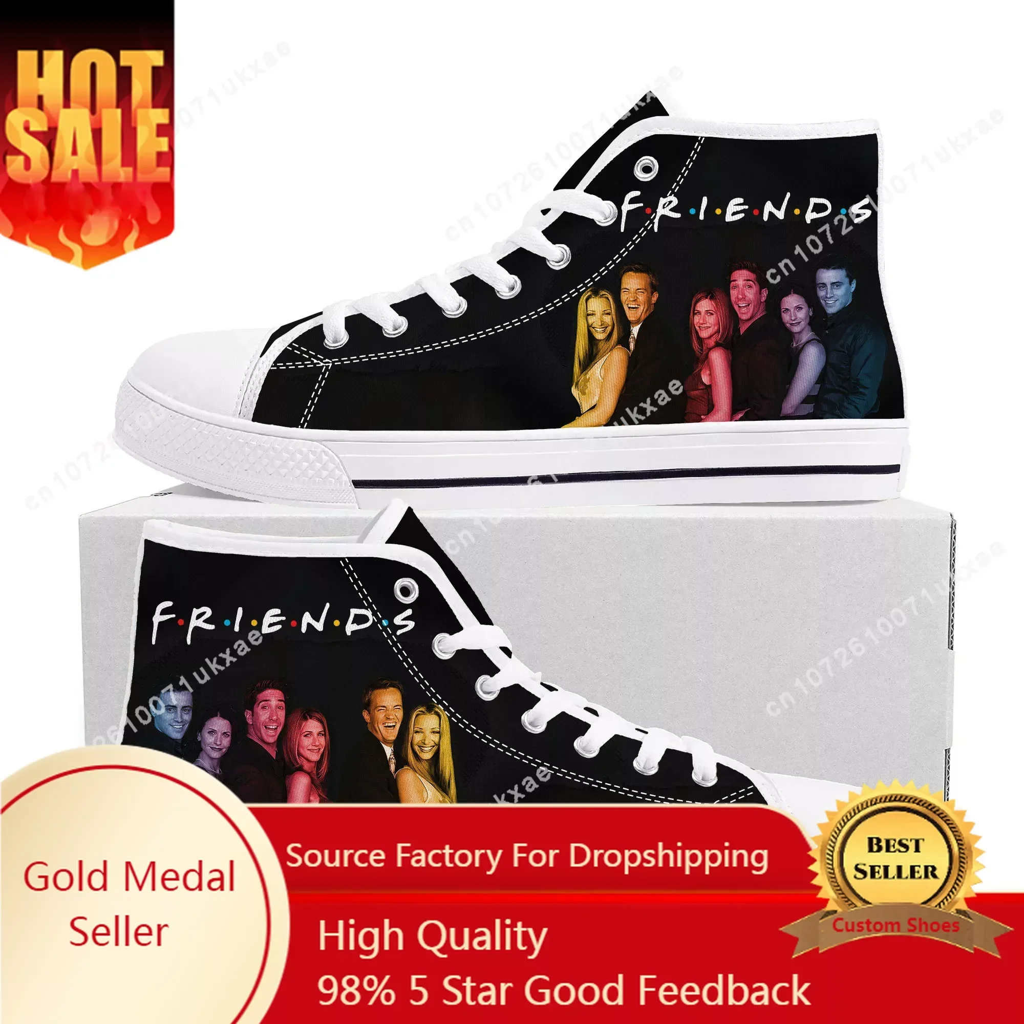 

Friends TV Show Central Perk Coffee High Top Sneakers Mens Womens Teenager Canvas Sneaker Casual Custom Shoes Customize Shoe