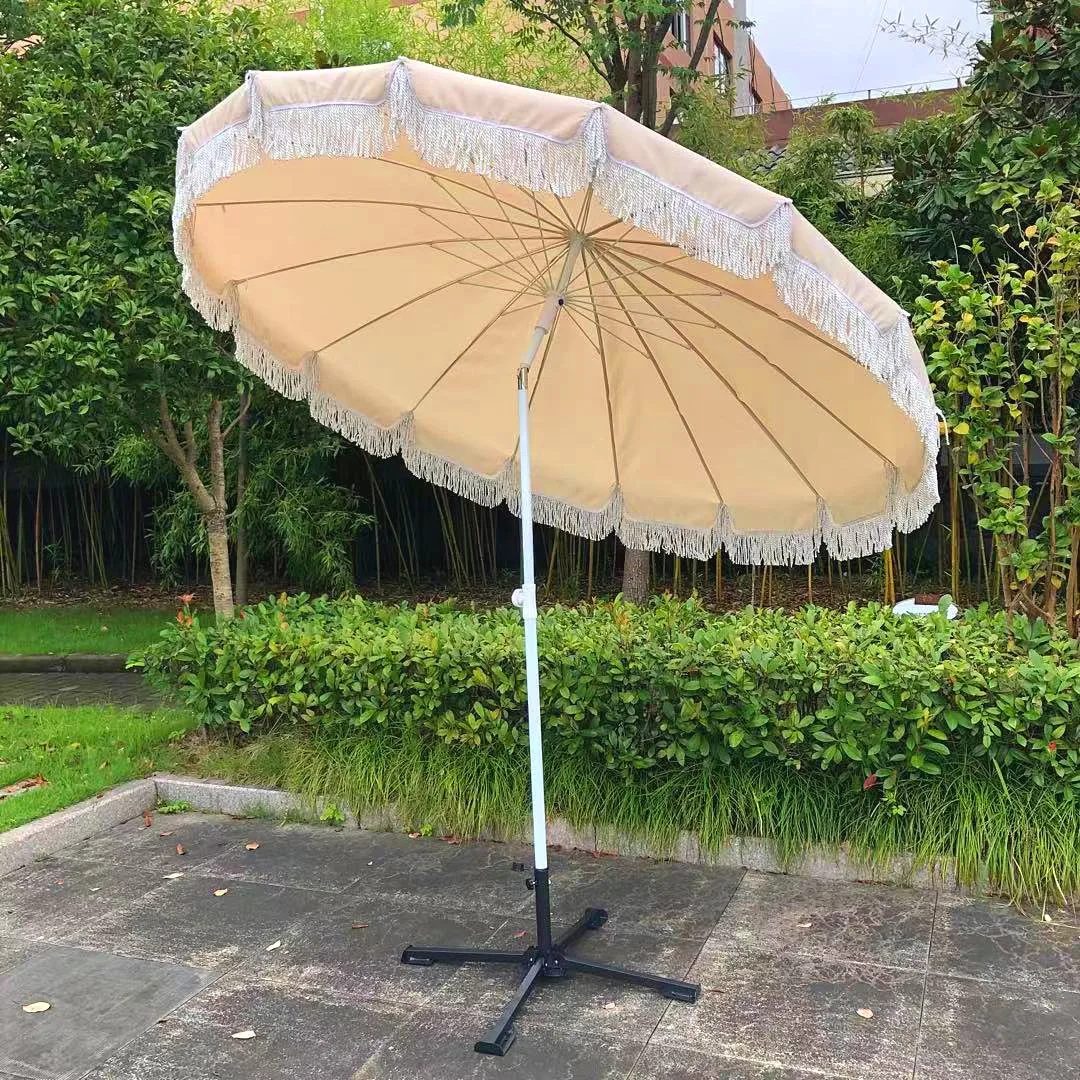 Large Outdoor Parasol With Tassel Garden Courtyard Beach Stall Special Sun Umbrella For Advertising