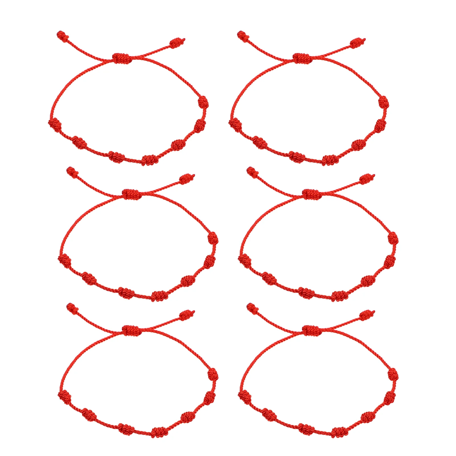 6 Pcs Kids Bracelets Adjustable Hand Strap Red Rope Bangle Wave Knot Wristband Ornament Luck Symbol Jewelry Man