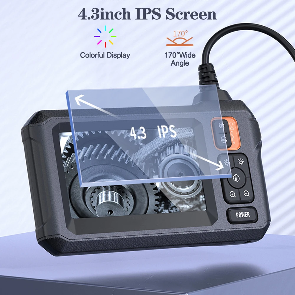 Car Diagnostic Tools Industrial Endoscope 1920*1080P HD 8mm Camera 4.3inch IPS Screen IP67 Waterproof C30 1m/5m Cable 20000mAh