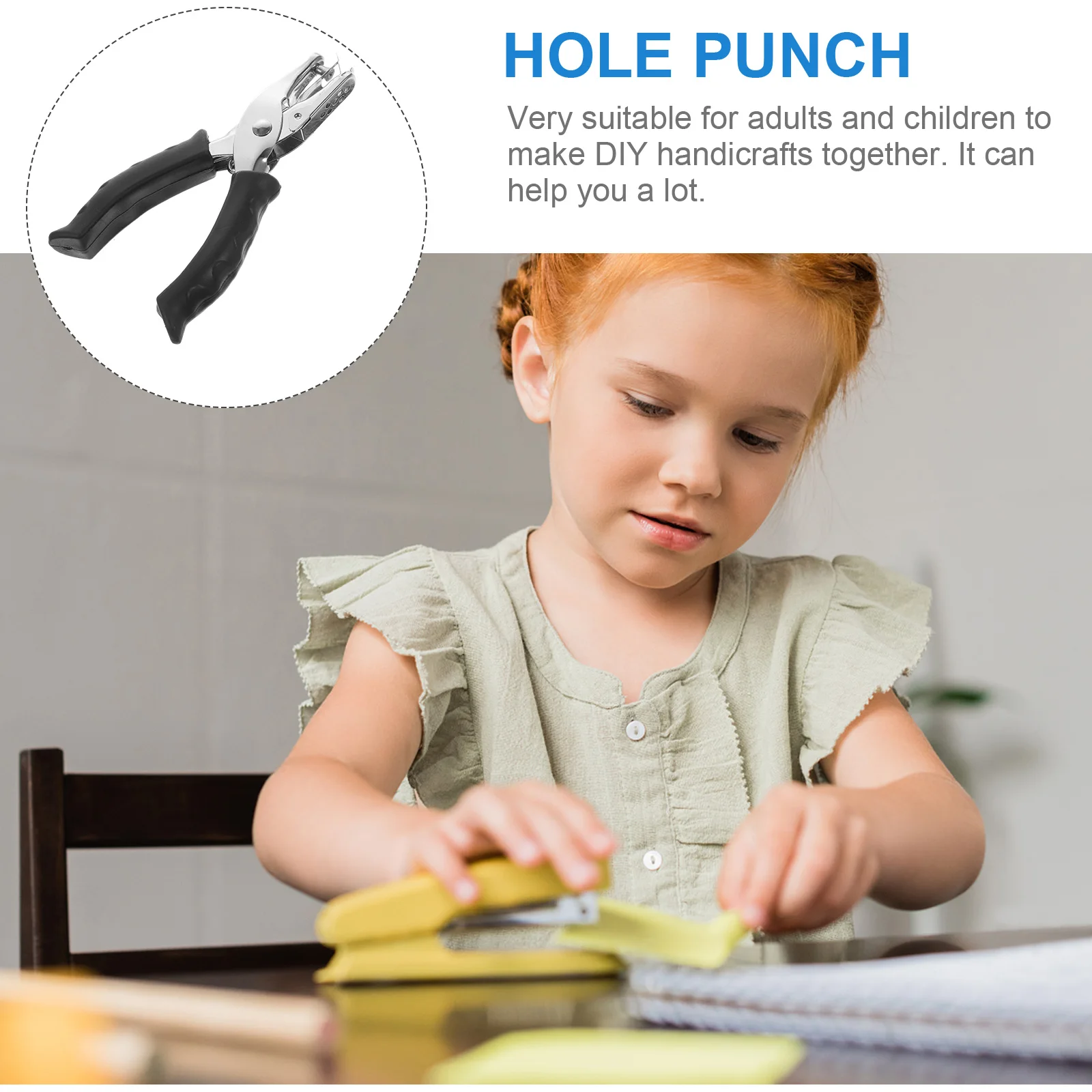 

1PC Manual Hole Puncher Metal Plastic Ergonomic Portable Paper Punch for Scrapbooking School Office Planner Card Stock