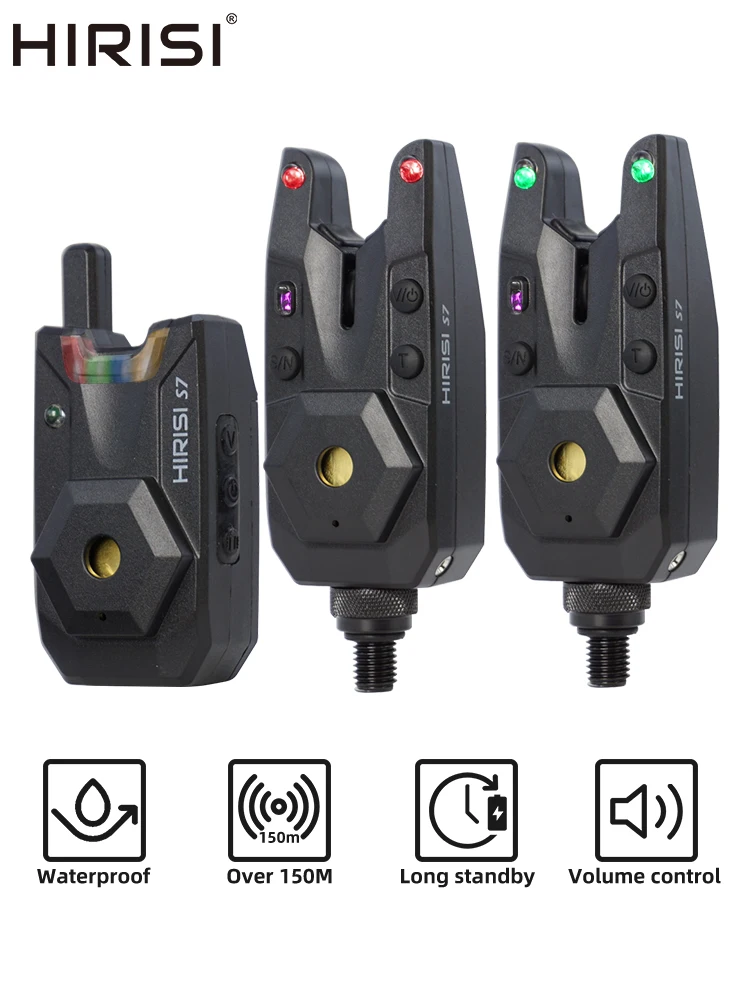 Hirisi Karpfenangel-Alarmset Wasserdichter Bissanzeiger Karpfenangel-Zubehör 1+2 Set S7 Angelzubehör