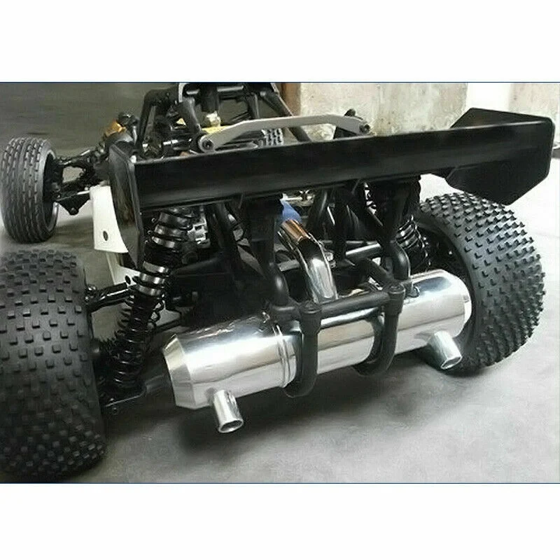 Silenciador de doble orificio para coche teledirigido, tubo de escape para coche teledirigido 1/5, 1:5, HPI rovan Baja 5B 5T, Motor King, piezas de actualización de aluminio