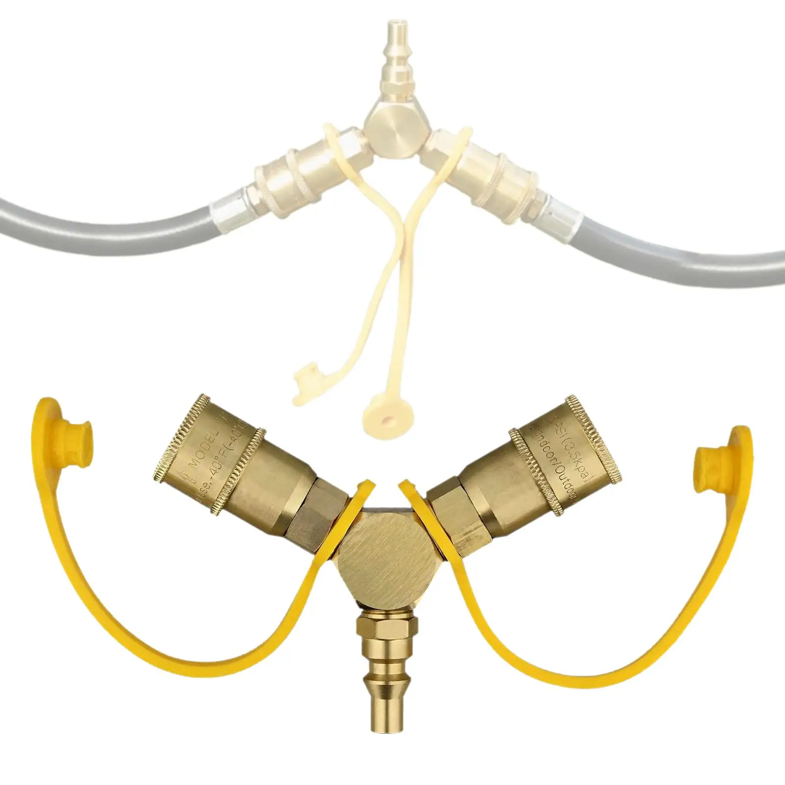 Propane Y Splitter 1/4in Quick Connect Propane Tank Splitter for BBQ Trailer