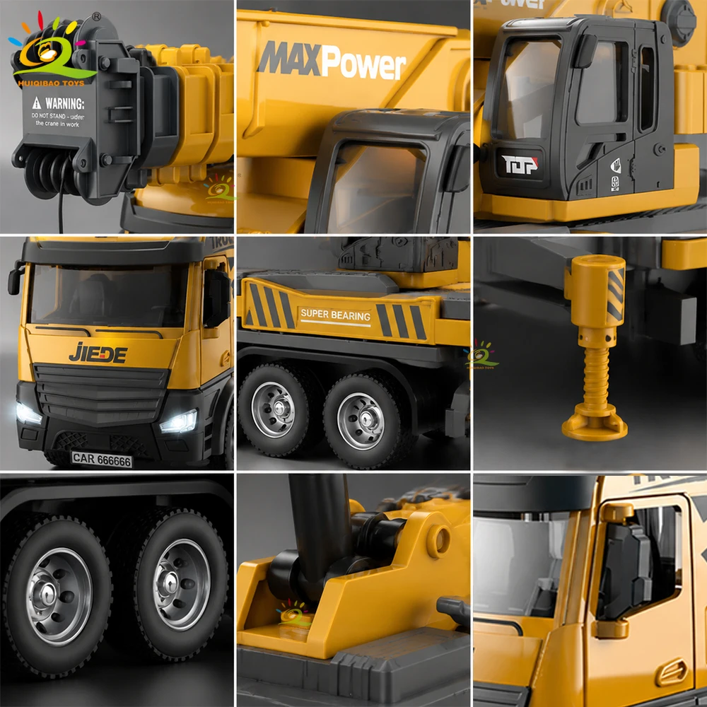Inertia-Powered Crane Toy, Construction Vehicle with Lifting Hook, Truck with Movable Lifting Hook, Gift for Boys view 3