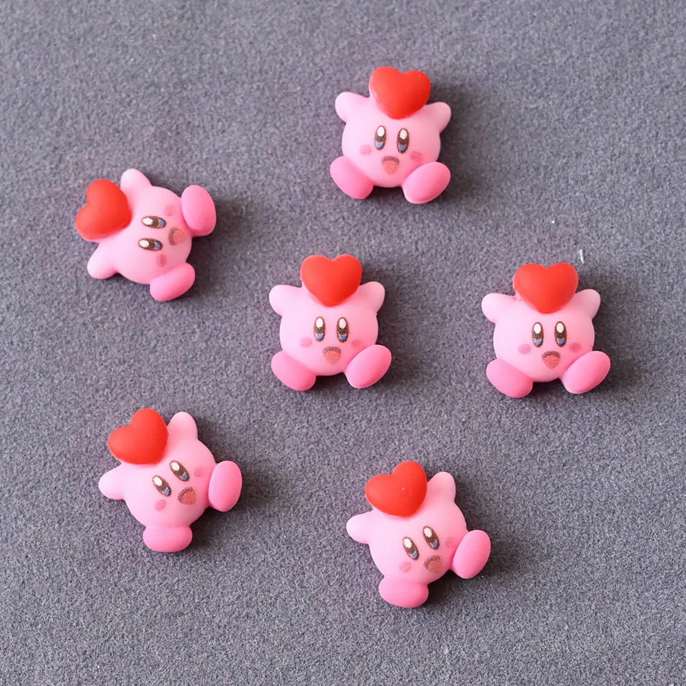 20Pcs Kawaii Anime Cartoon Kirby Nail Tips Charms Ornament Acrylic Diy Resin Doll Phone Case Nail Accessory Cute Gift for Girl