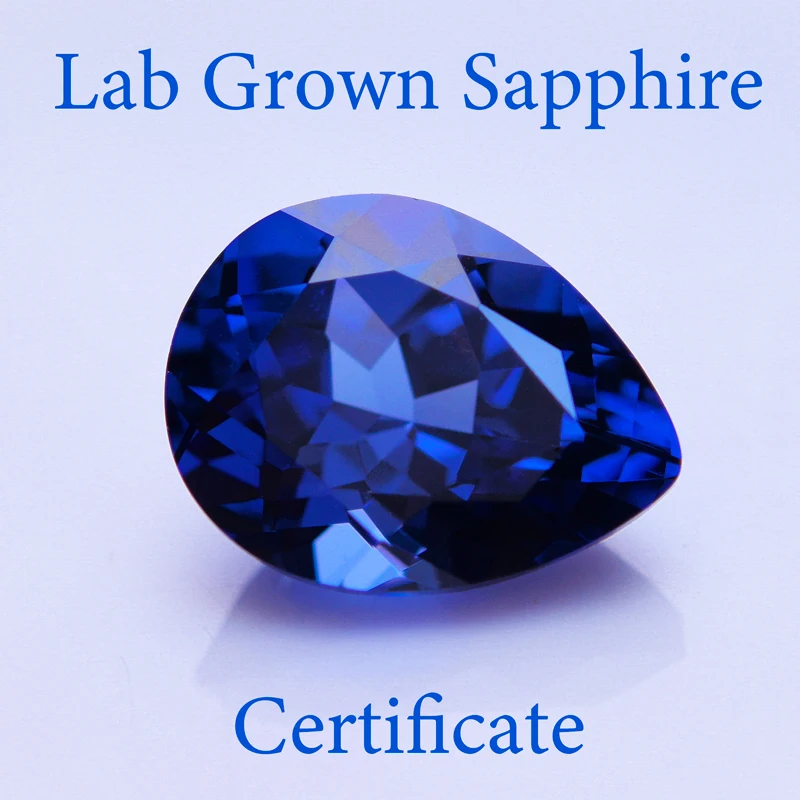 

Top Lab Grown Sapphire Pear Shape Royal Blue VVS1 Gemstone for Charms Diy Jewelry Making Materials Selectable AGL Certificate