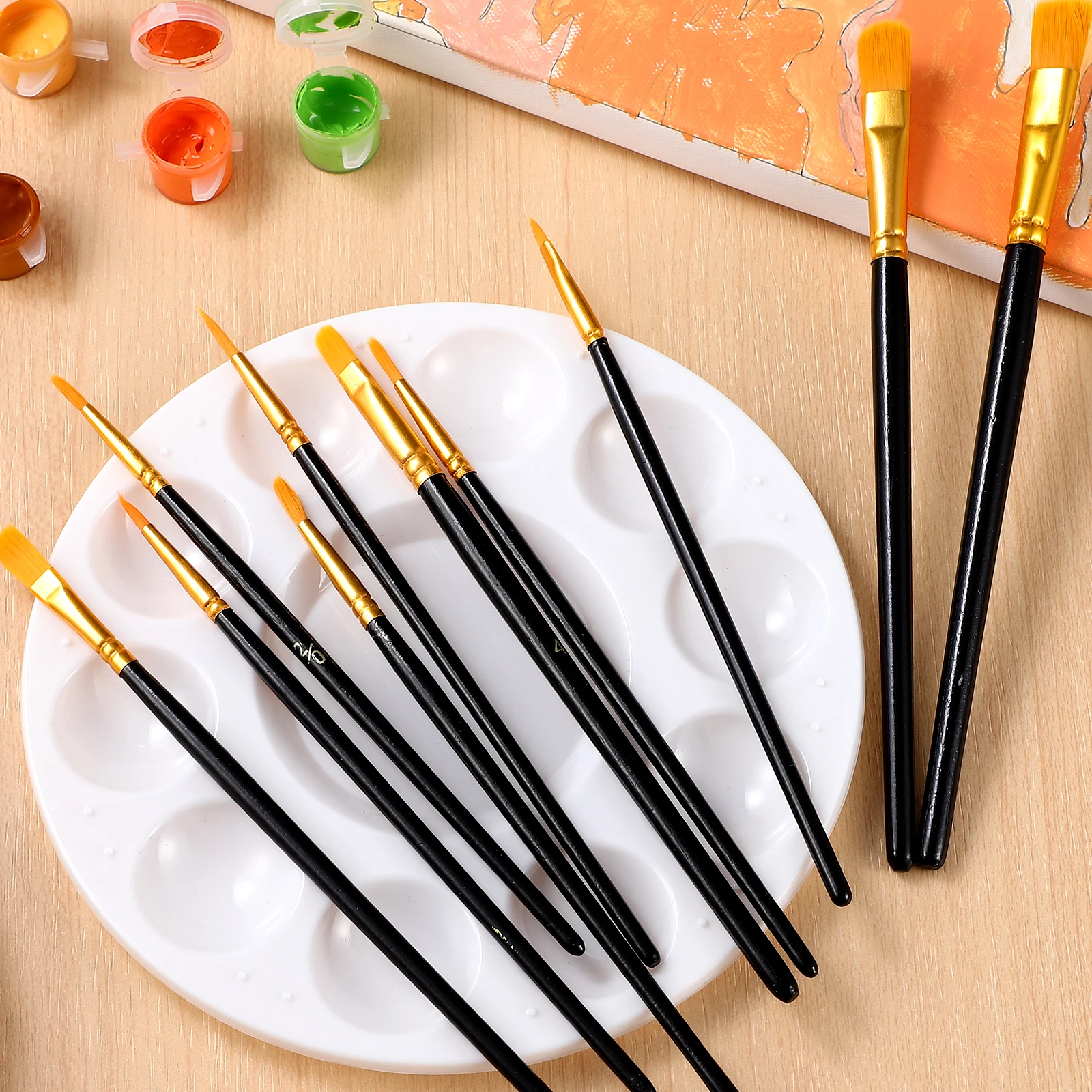 

Oil Paintbrush Palette Set Nylon Brushes for Acrylic Watercolor Painting Supplies Metal Art Tools Kids Beginner Gift