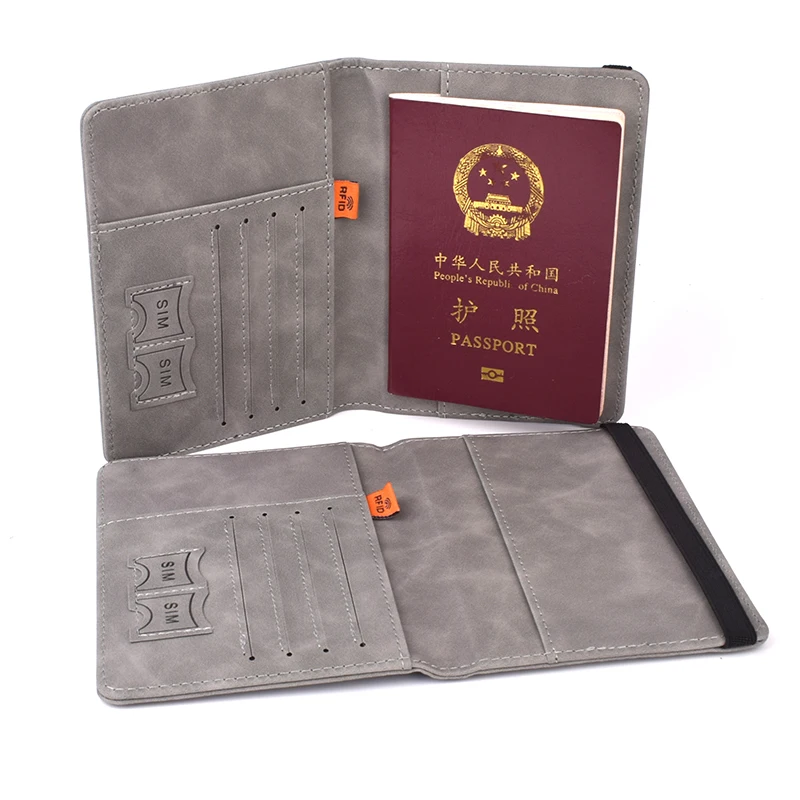 5 Card Slots RFID Blocking Passport Cover Elastic Bandage Men Women PU Leather Travel Passport Holder Wallet Organizer Case