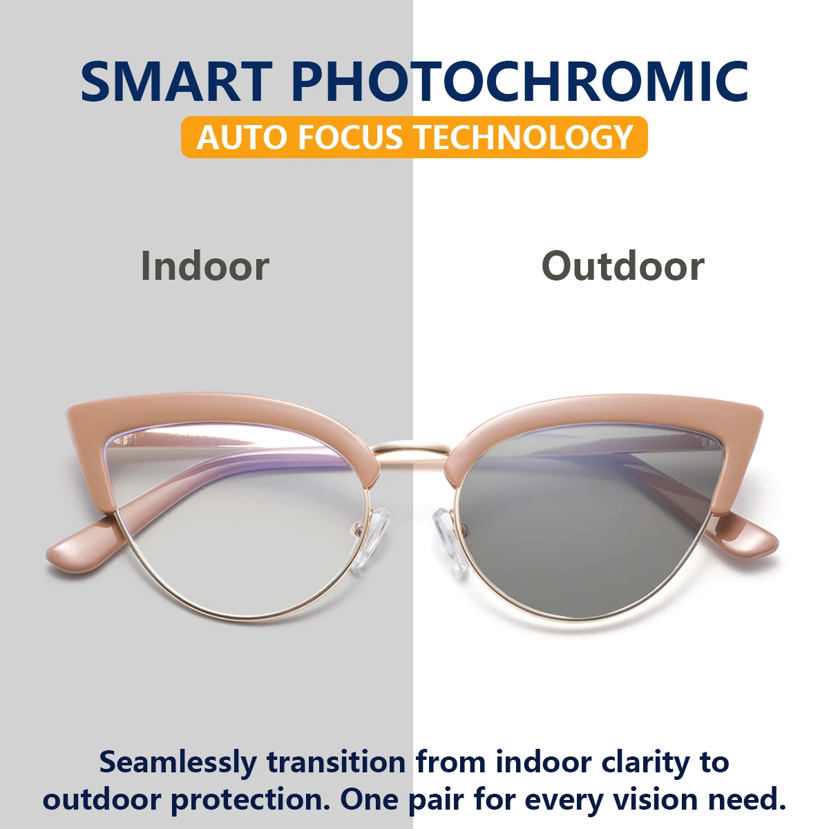 1 Pair of Men's Metal Eyebrow-Frame Cat-Eye Photochromic Glasses, Stylish and Trendy, Eye-Catching and Casual Fashion Glasses for Men, Suitable for Daily Casual Wear, Parties, and Short Trips
