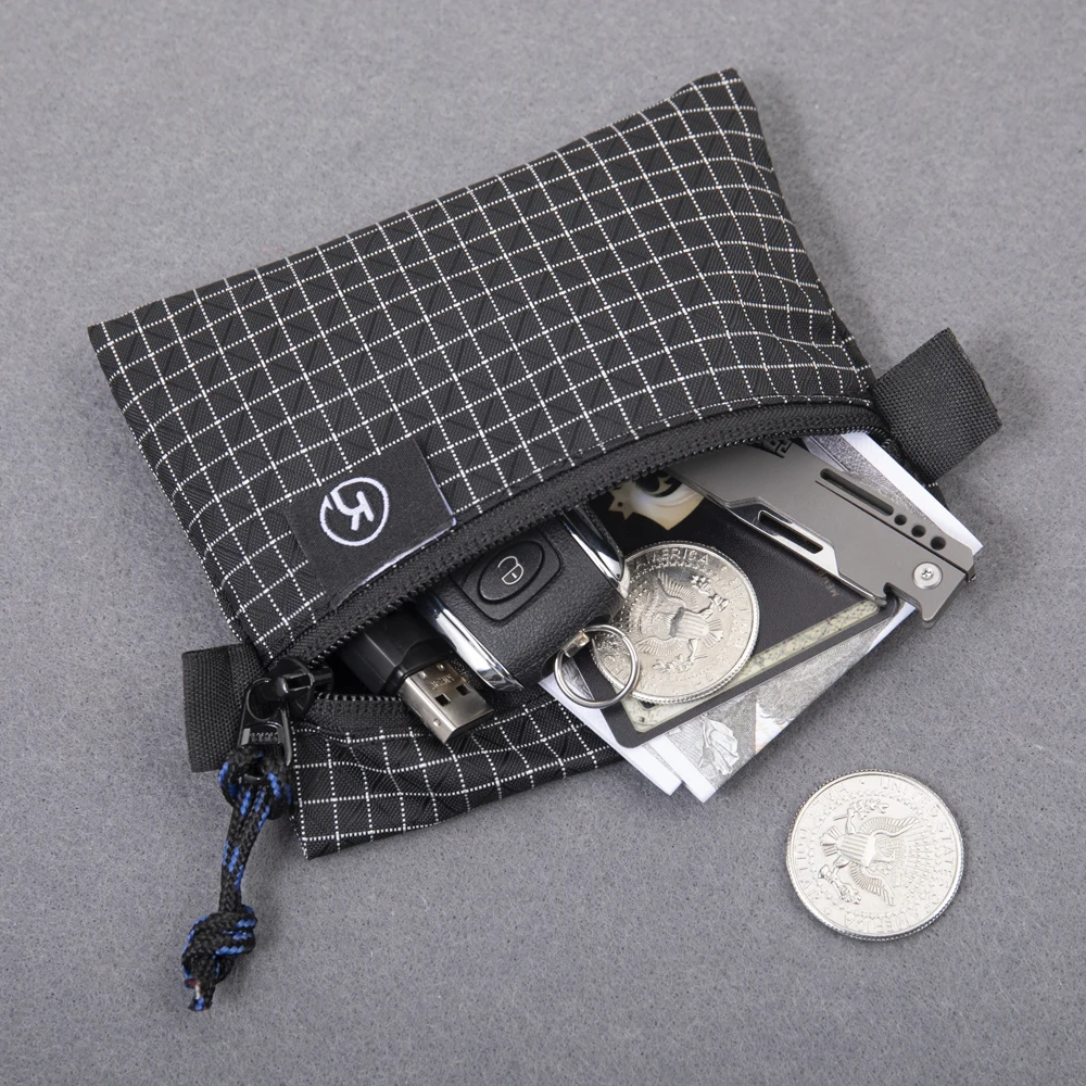 Kosibate Gridstop Dompet Dompet Koin Kantong Ritsleting Ultraringan dengan Organizer Ritsleting YKK untuk Mendaki, Backpacking, dan Perjalanan