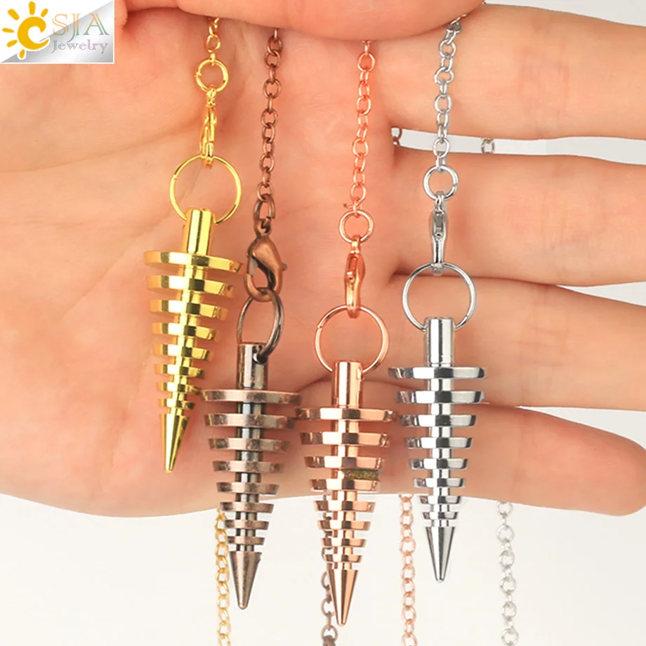 Metal Pendulum for Dowsing Divination Pendulos Spiral Small Cone Gold Color Copper Radiesthesia Pendulums Healing Pendule S974