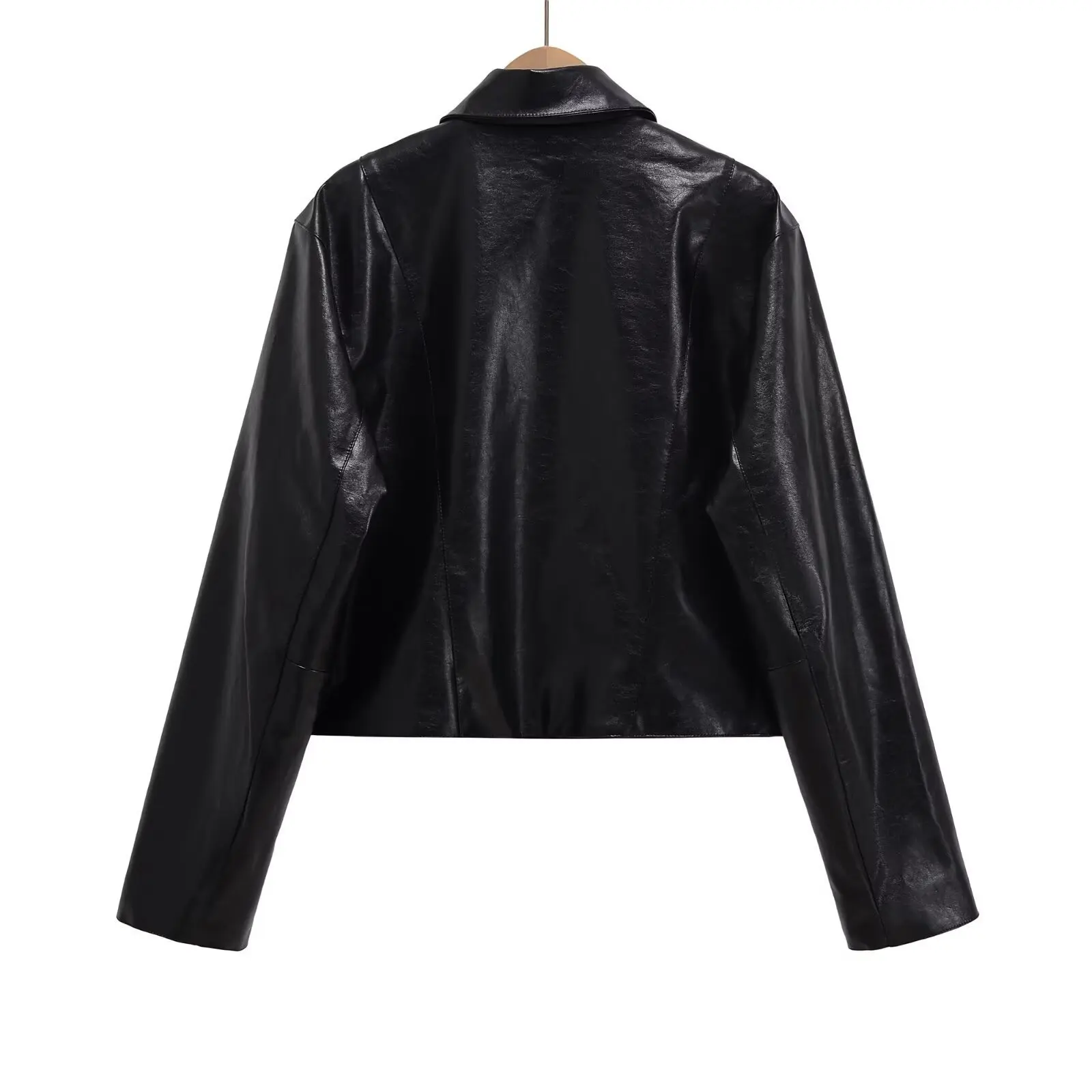 Jaet ort in pelle marrone transfrontaliera Colletto rovesciato casual Cool And Ele per le piccole donne Cappotto da donna Faionable